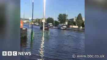 Aston road junction flooded as water pipe bursts