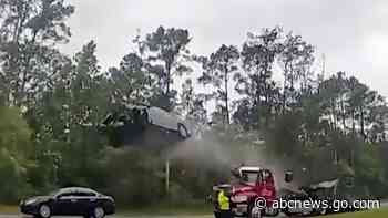 Driver whose car vaulted over tow truck says: 'I thought I was going to die'