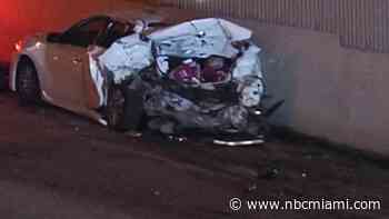 1 dead, 9 injured after 8-car crash shuts down I-95 southbound lanes in Miami