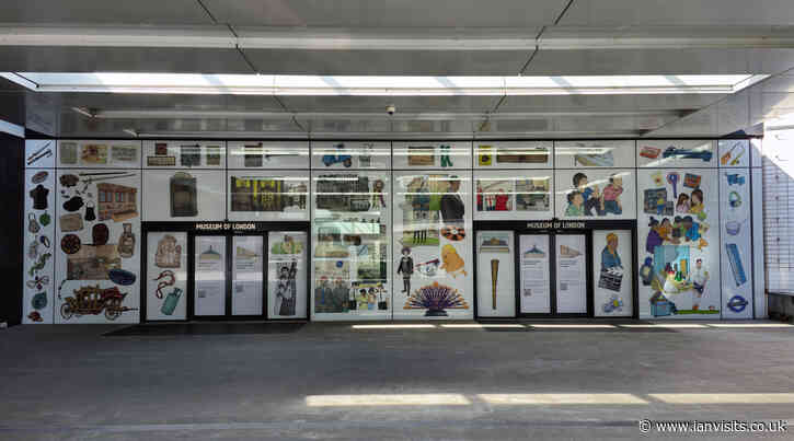 Greatest Hits mural covering the Museum of London doors