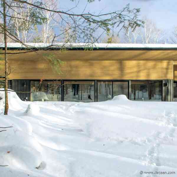 Stephane Gaulin-Brown places curved roof on Quebec chalet
