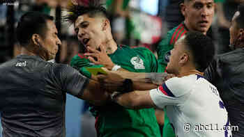 US 3-0 win over Mexico cut short by homophobic chants on night of 4 red cards
