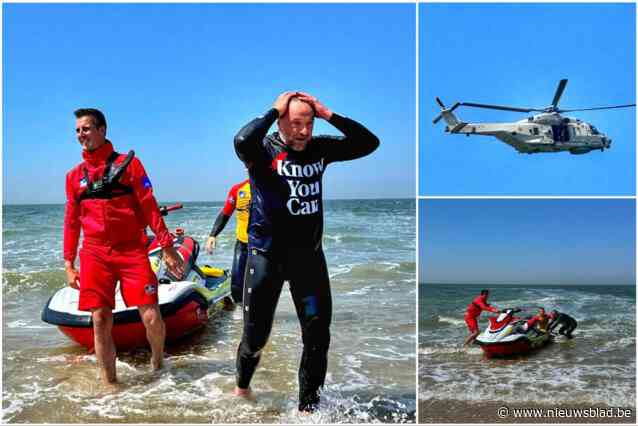‘Drenkeling’ Tom Waes trapt samen met strandredders het badseizoen aan zee af: “De zee lijkt rustig, maar schijn bedriegt”