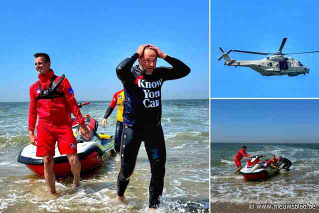 ‘Drenkeling’ Tom Waes trapt samen met strandredders het badseizoen af: “De zee lijkt rustig, maar schijn bedriegt”