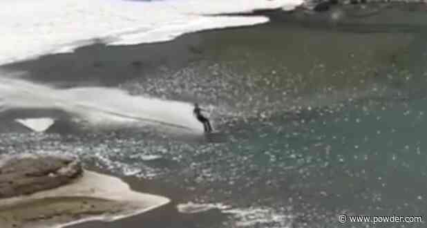 Skier Celebrates Beginning Of Summer With Beautiful Pond Skim