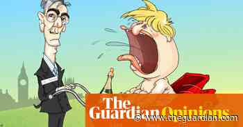 Nicola Jennings on a long knight with bawling Boris Johnson – cartoon