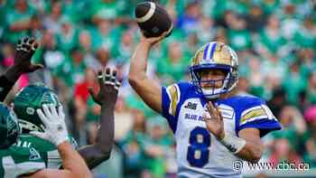 Collaros throws 2 TDs, rushes for another as Blue Bombers beat Roughriders in Regina
