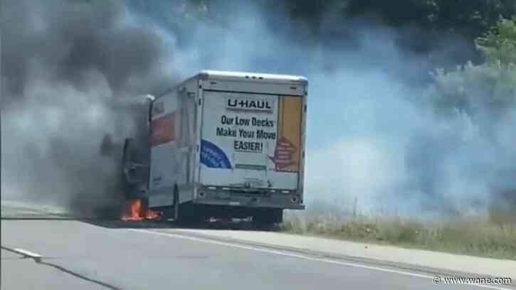 VIDEO: U-Haul fire slows traffic on I-69 near Ashley