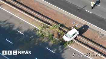 Driver injured as car crashes off A64 onto A1(M) during police pursuit