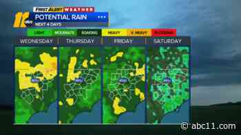 Rain totals inching up as showers continue across North Carolina