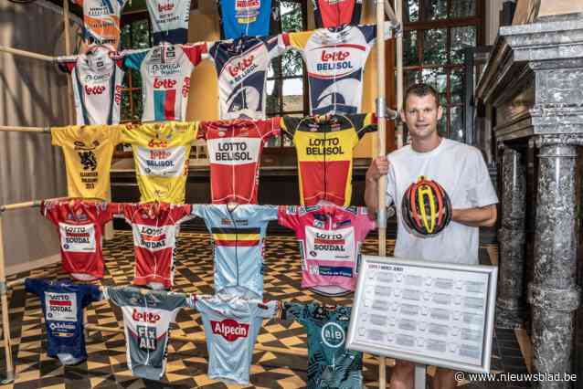 Superfan Jelle volgde twintig jaar lang zijn grote idool Jens Debusschere: “In mijn tuinhuis was er zelf een museum met zijn wielertruitjes”