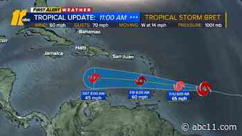 Eastern Caribbean islands prepare for heavy flooding as Tropical Storm Bret grows stronger
