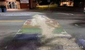 Okotoks RCMP investigate Pride crosswalk vandalism captured on video