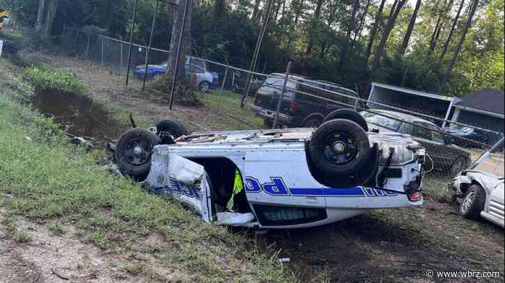 Slidell police officer flipped patrol car during chase, suspect got away