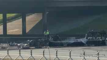 Westbound lanes on Highway 401 in Pickering partially reopen after deadly crash, fire