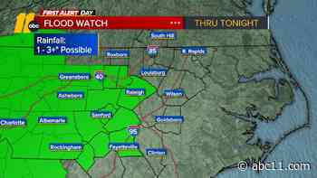 RADAR: Flood watch issued for Triangle, areas south through tonight