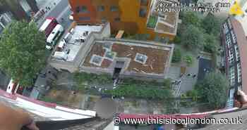 Video shows Met officer pepper spray man climbing drainpipe