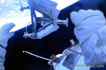Russian cosmonauts toss old equipment overboard on ISS spacewalk