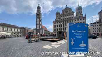 Badespaß ist vorbei: Wasserspielplatz vor dem Rathaus wird abgebaut