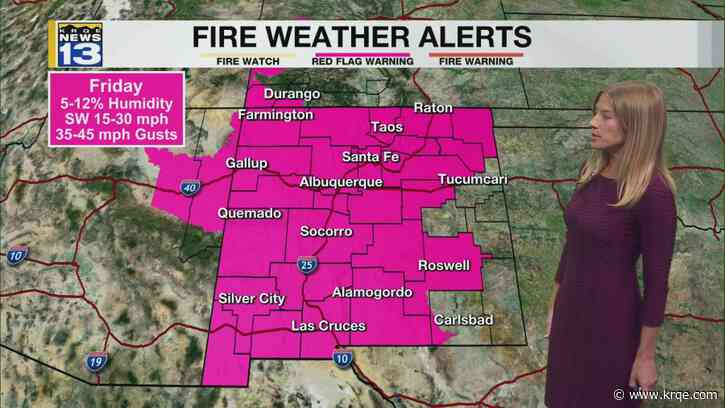 High winds return to New Mexico Friday, severe storms to east