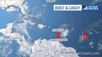 Tropical Storm Bret moving through Caribbean, Cindy weak but gradually strengthening