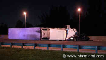 Fatal crash on Florida Turnpike involving overturned semi leaves one person dead