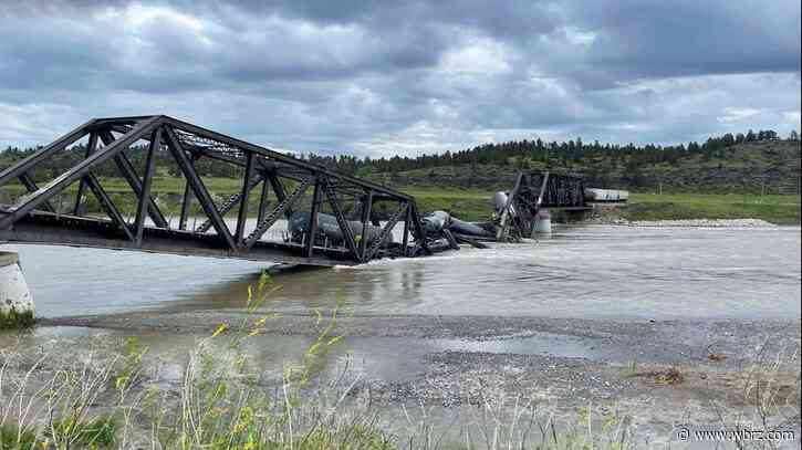 Freight train carrying hot asphalt, molten sulfur plunges into Yellowstone River as bridge fails