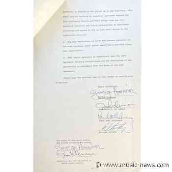 The Beatles break-up contract up for auction for $500K