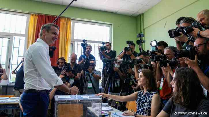 Official projections in Greek election show landslide win for conservative New Democracy party