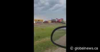 Train spills off tracks near Biggar, Sask.
