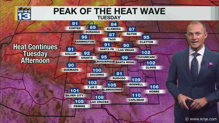 Heatwave peaks on Tuesday