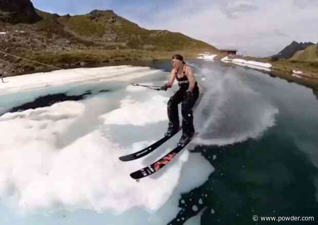 Fabio Stuber Uses Winch For Endless Pond Skimming Laps
