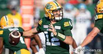 Jarret Doege takes 1st team reps with Edmonton Elks on Tuesday