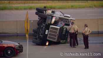 Tanker truck crashes and spills asphalt tack on I-35W near northeast Minneapolis