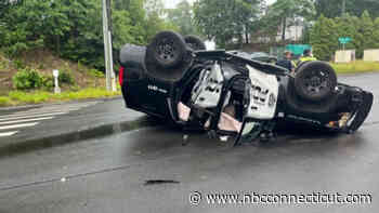 Waterford police SUV rolls over after crash on Route 32