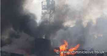 Pictures show how dozens of firefighters descended on Newcastle city centre to tackle blaze in disused building