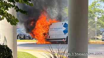 Ambulance fire at Sentara Leigh Hospital in Norfolk