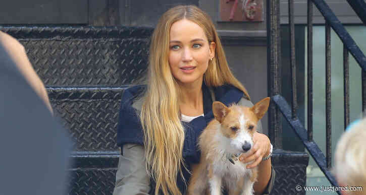 Jennifer Lawrence Films New Dior Commercial in NYC with a Few Cute Dogs!