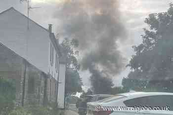 Plumes of smoke seen after driver crashes into tree in Pensby