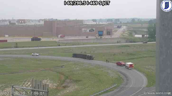INDOT: Overturned semitruck shuts down I-469 exit ramp by GM