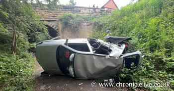 Driver's lucky escape after dramatic crash sees car flip onto side on Derwent Walk