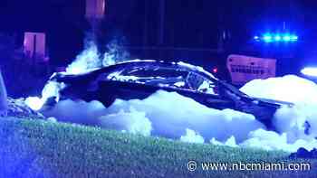 One person dead after a car crashes and burns in front of Oakland Park Fire Station  