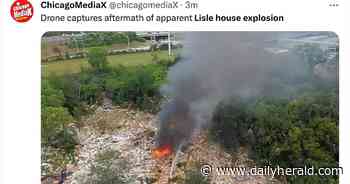 Drone footage shows house explosion aftermath near Lisle; sheriff's office says nobody injured