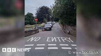 Road marking fixed after letter painted backwards