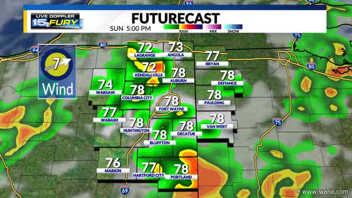 Tracking Sunday storms containing heavy rain