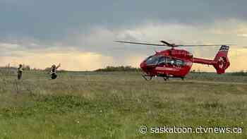 Saskatoon firefighters clear landing zone for STARS pickup in Cranberry Flats