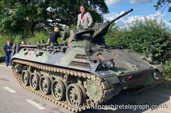 Westhoughton High School students arrive to prom night in tank