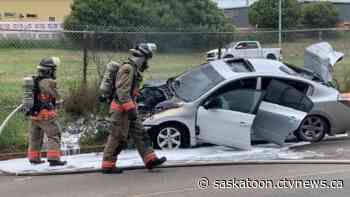 Saskatoon man walks away after serious crash on Circle Drive