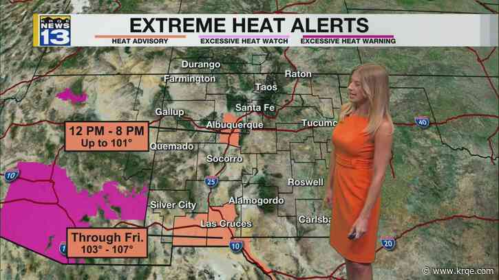 Hot temperatures around New Mexico, storms to the east
