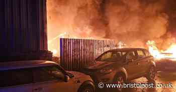 Blaze caused by single sky lantern rips through 14 vehicles in West Country town